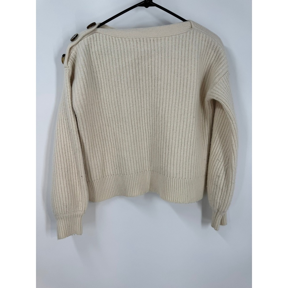 Madewell Women's Cream XXS Merino‎ Wool Blend Button Shoulder Knit Sweater